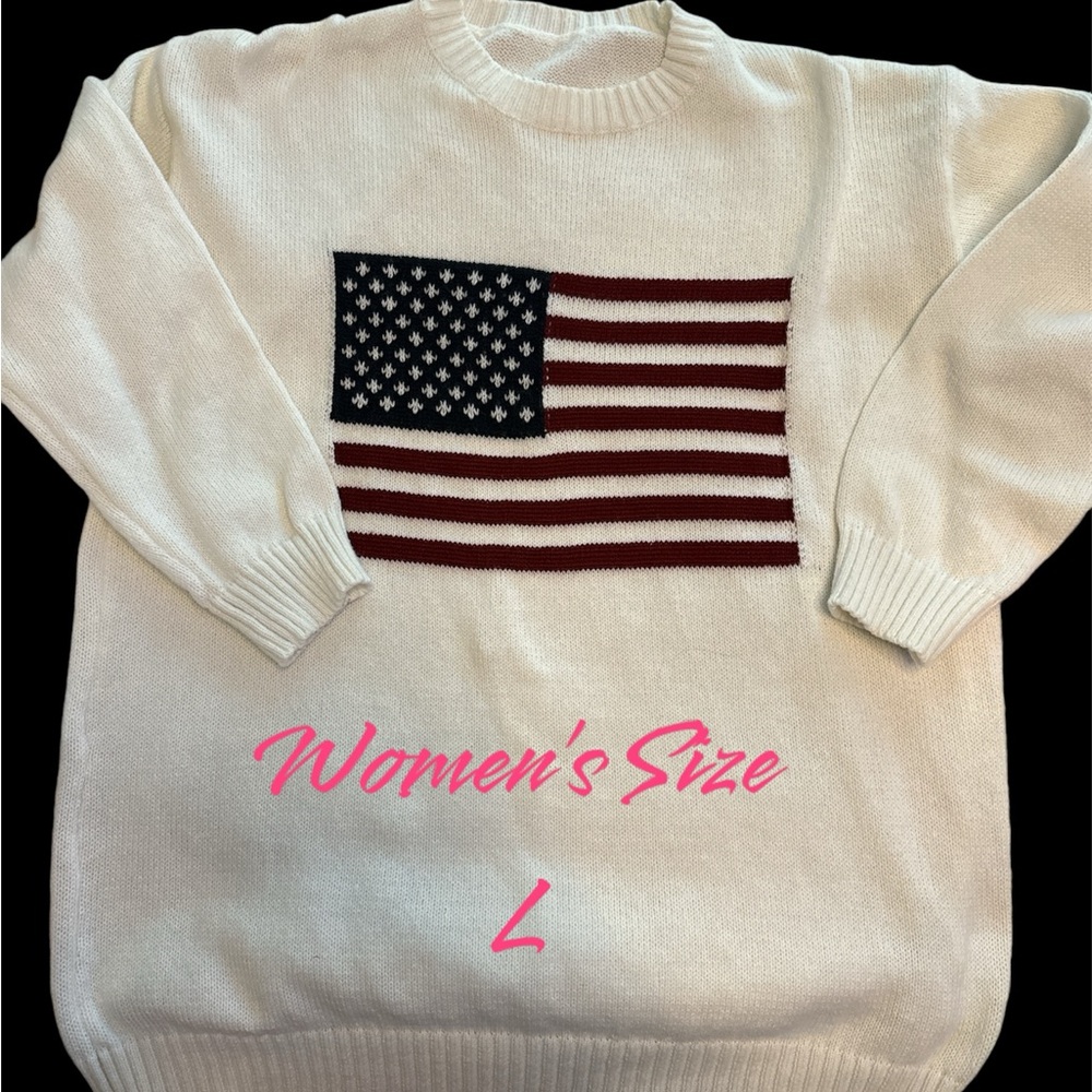 Women’s Flag Sweater, Size L, NWOT, Fit is oversized